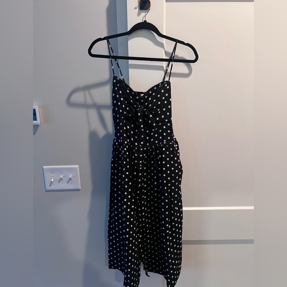 Black and white polka dot dress.